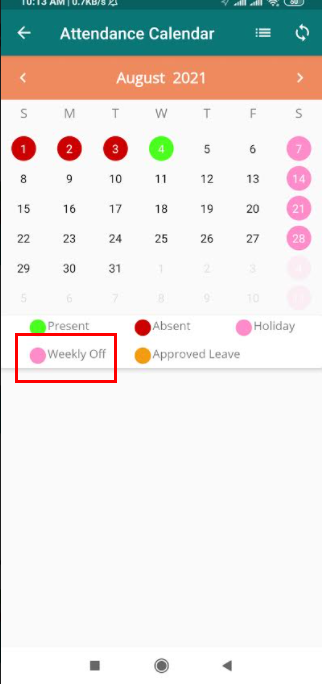 attendance weekly off