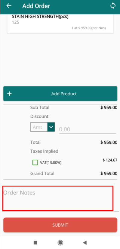 order notes