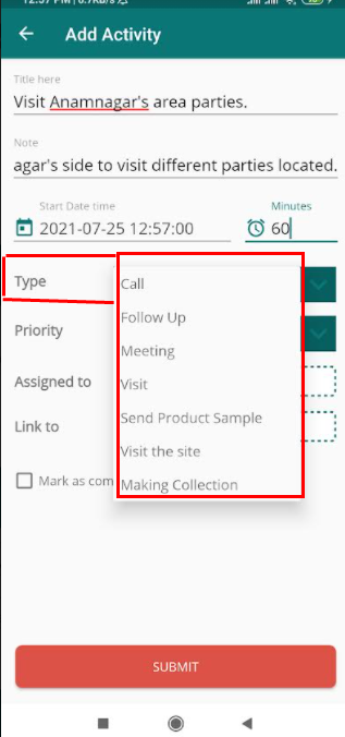 activity type