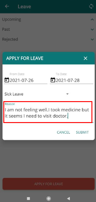 leave reason