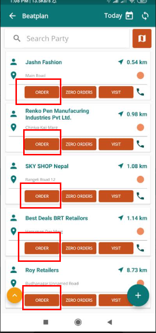 order list