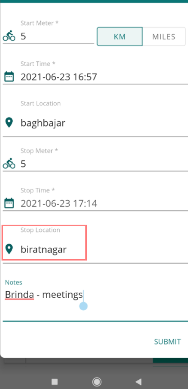 stop location