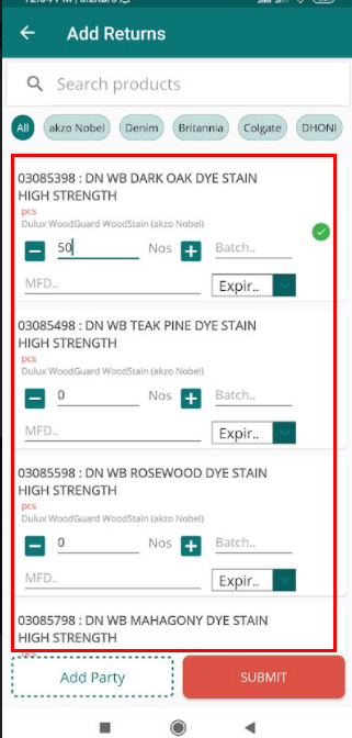 add returns details