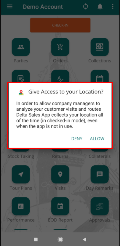 location access page