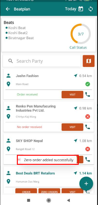saved zero order list