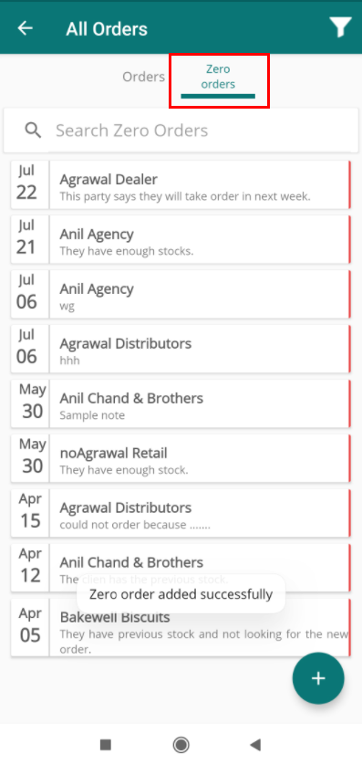 zero order list