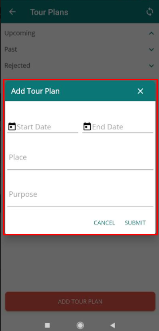 tour plan setup form