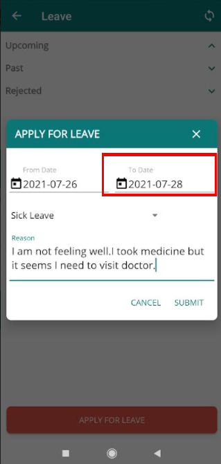 leave to date page