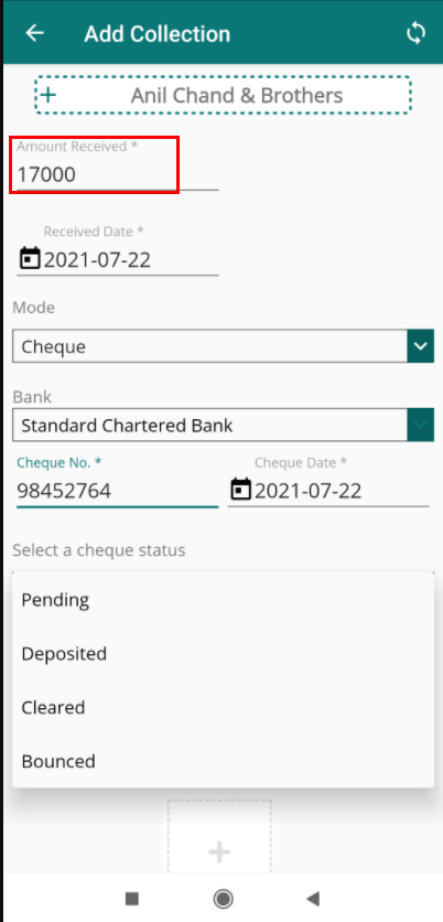 add collection amount