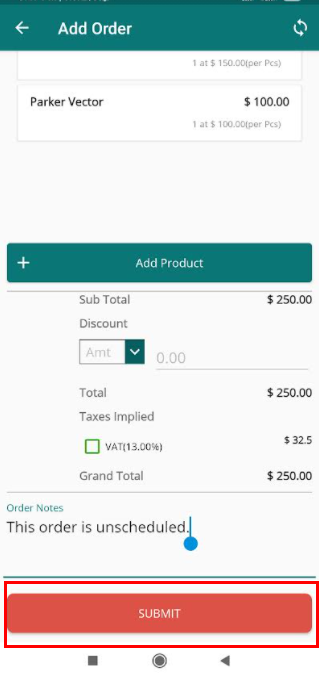 submit order