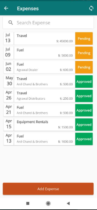 expenses list
