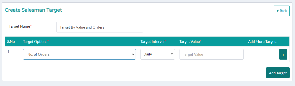 create salesman target