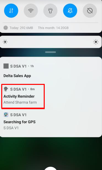 selected activity reminder