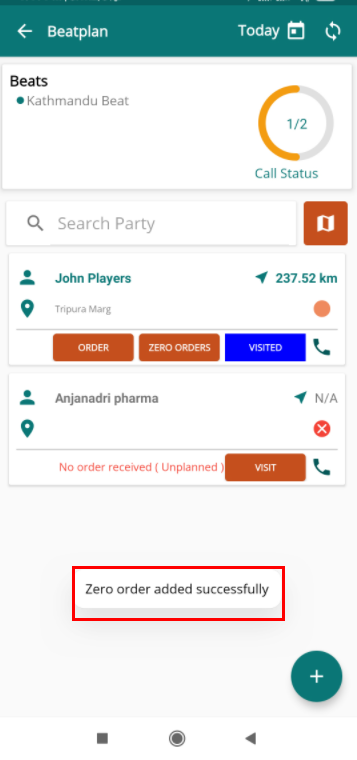 zero order added successfully