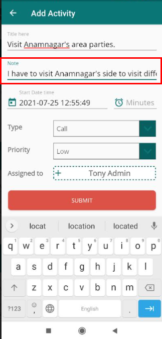activity note