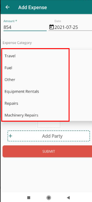 expense category list